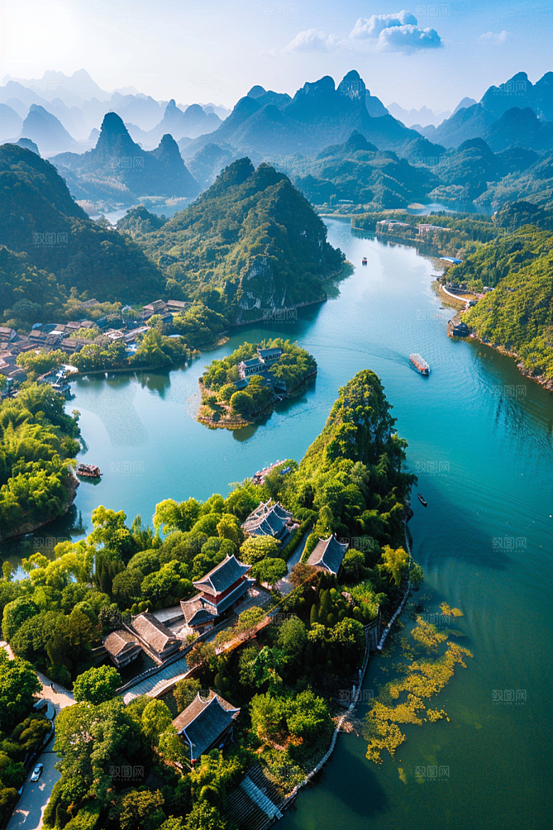 桂林山水喀斯特地貌唯美摄影图