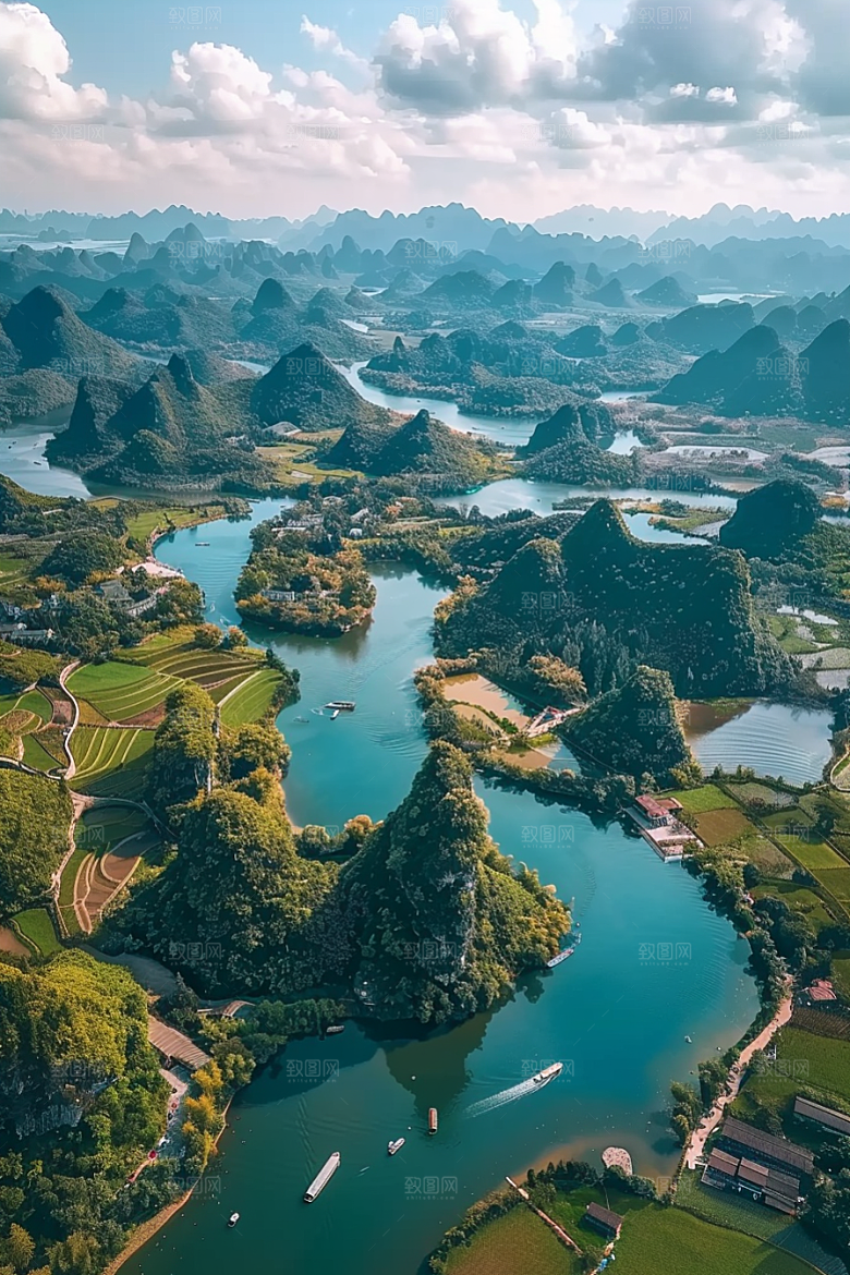 桂林山水漓江风光摄影图