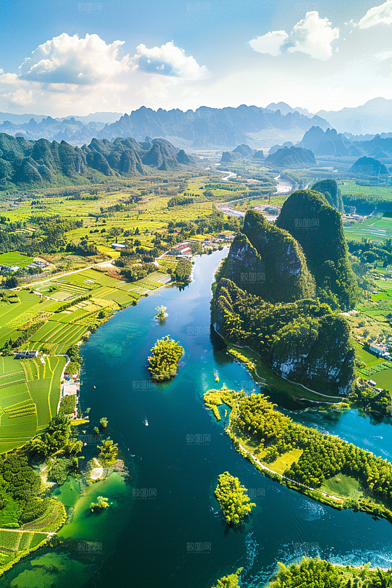 桂林山水风光阳朔摄影图