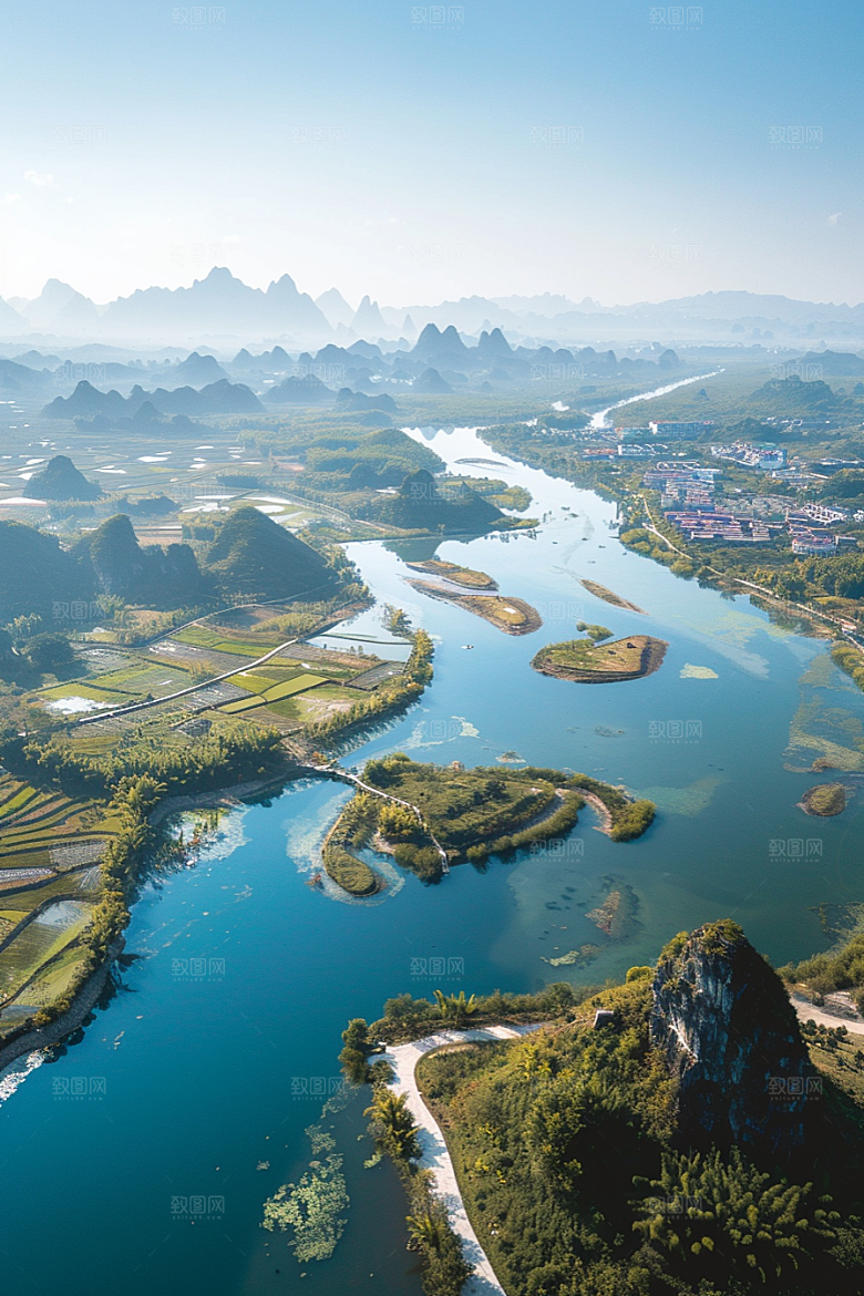 桂林山水旅游河流摄影图