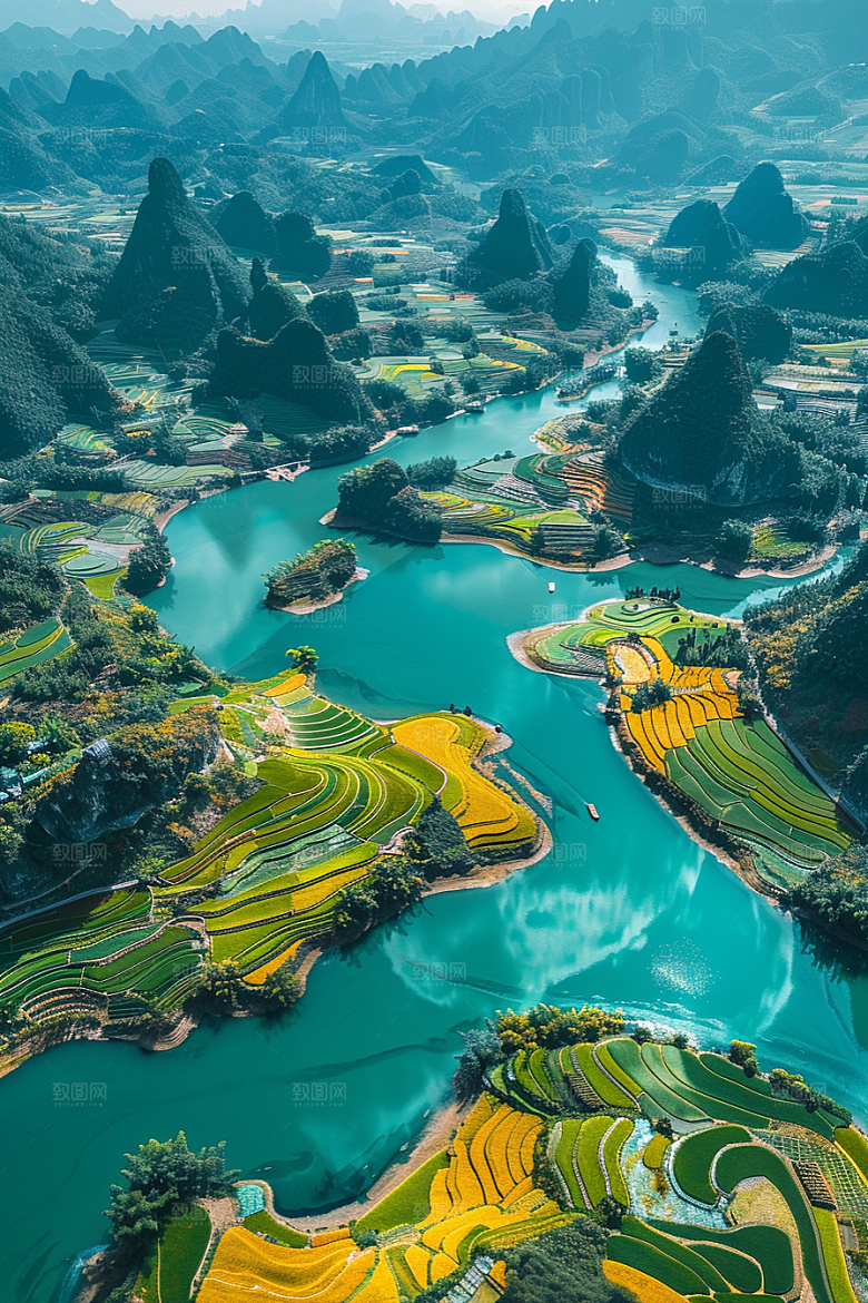 桂林山水旅行喀斯特地貌摄影图