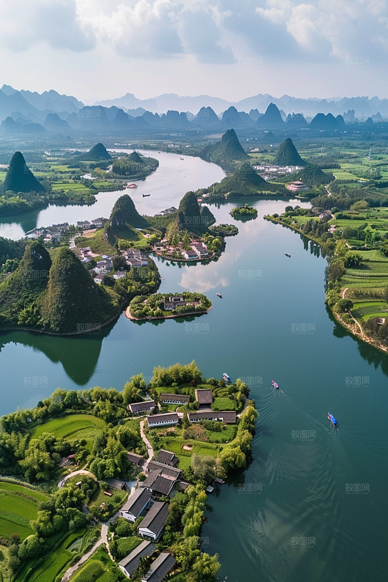 桂林山水旅游漓江摄影图