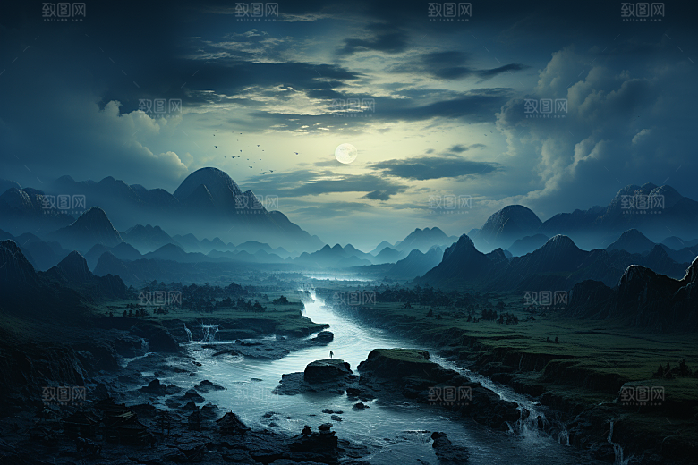 桂林山水喀斯特地貌广西摄影图