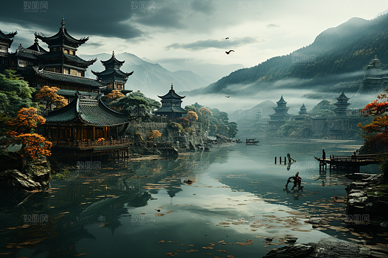 桂林山水河流自然摄影图