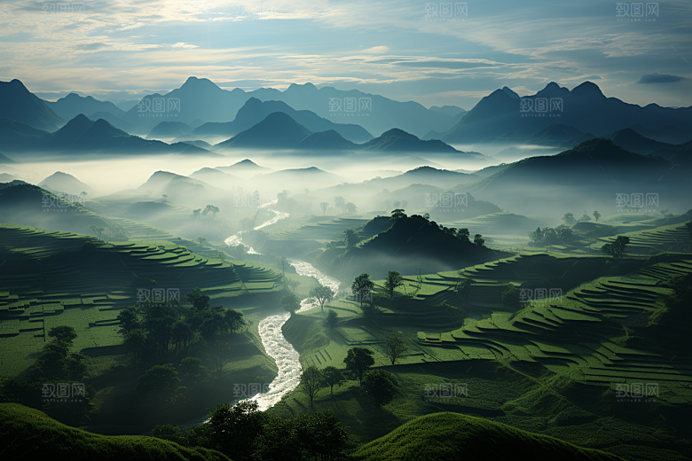 桂林山水河流自然摄影图