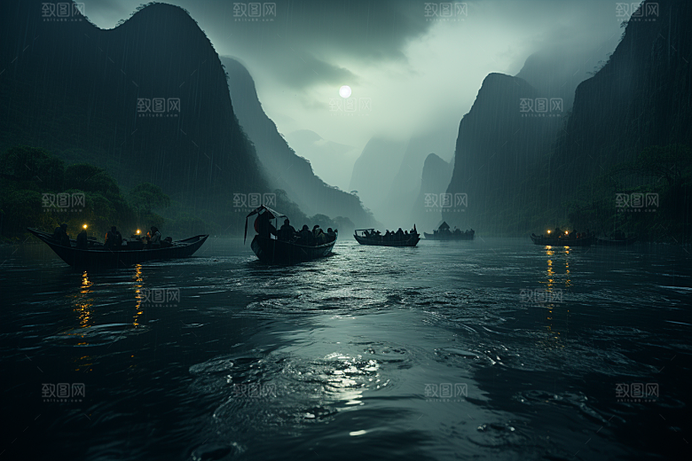 桂林山水喀斯特地貌大气摄影图