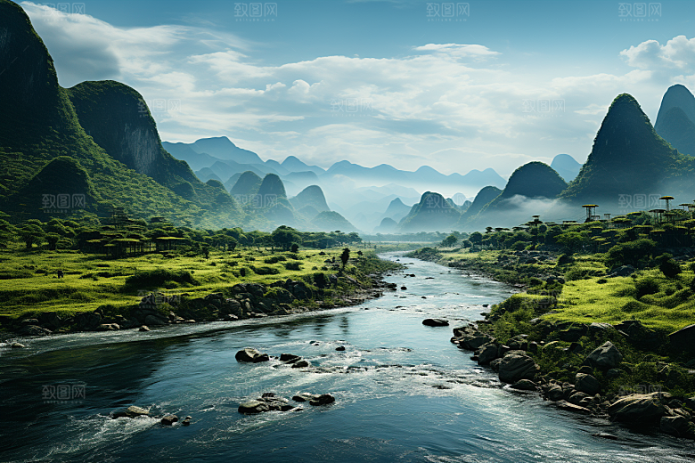 桂林山水河流高清摄影图