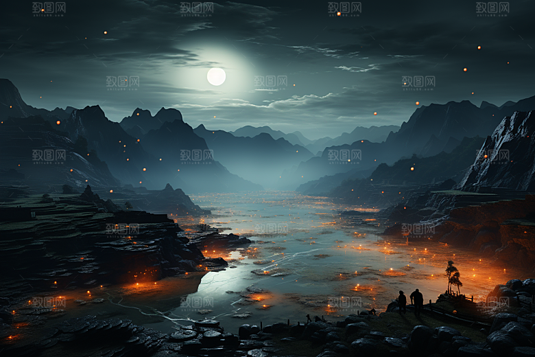 桂林山水河流广西摄影图