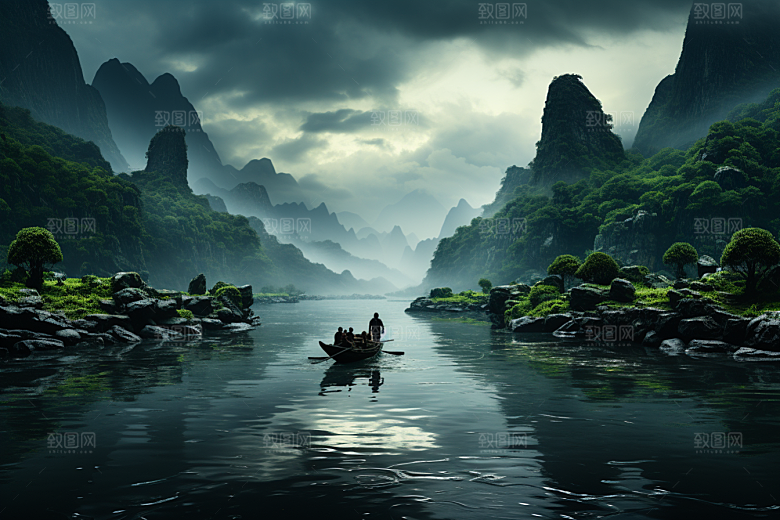 桂林山水河流旅游摄影图