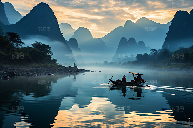 桂林山水喀斯特地貌旅游摄影图