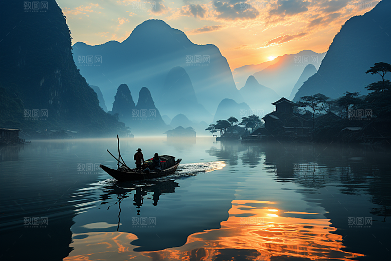 桂林山水精致漓江摄影图