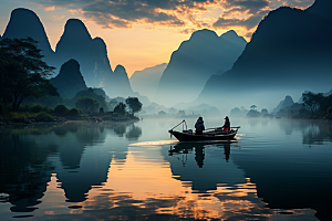 桂林山水河流唯美摄影图