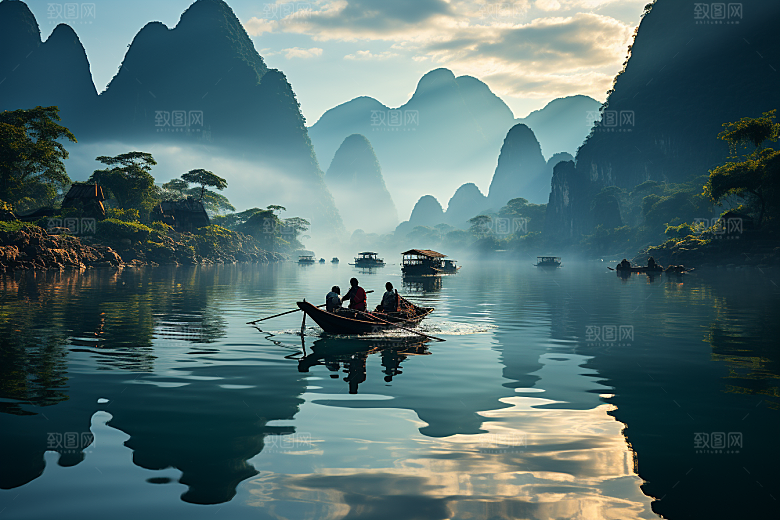 桂林山水漓江唯美摄影图