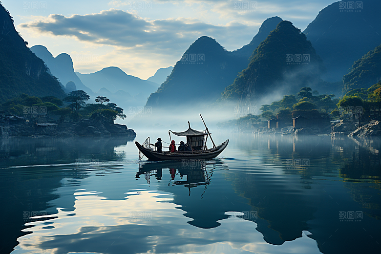 桂林山水阳朔山川摄影图