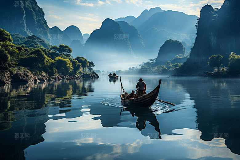 桂林山水自然喀斯特地貌摄影图