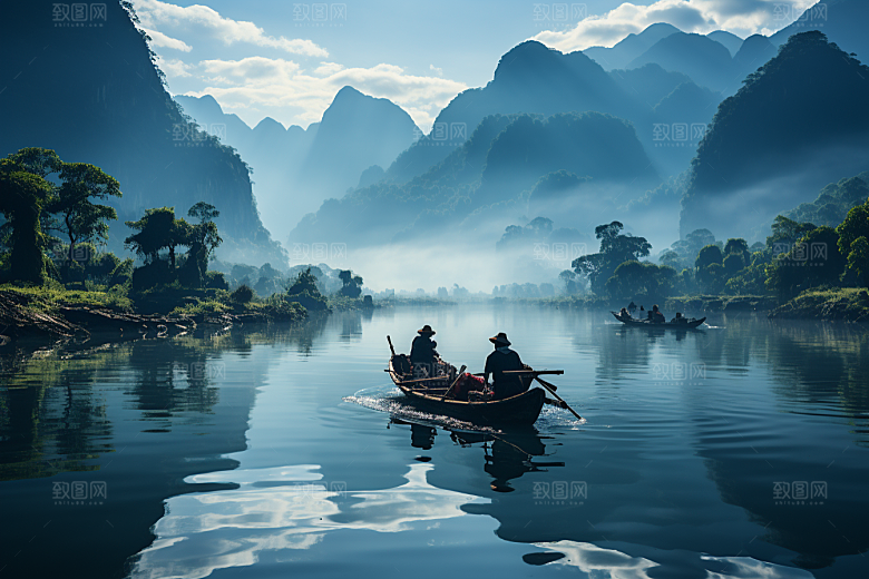 桂林山水河流旅行摄影图