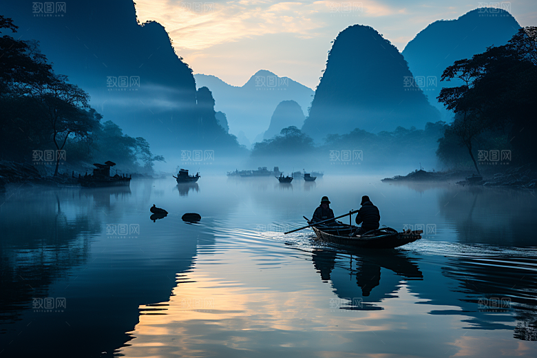 桂林山水喀斯特地貌广西摄影图