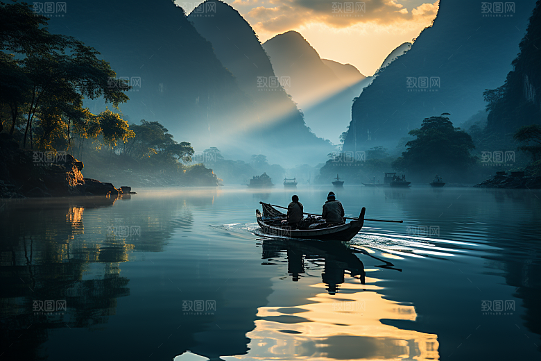 桂林山水旅行喀斯特地貌摄影图