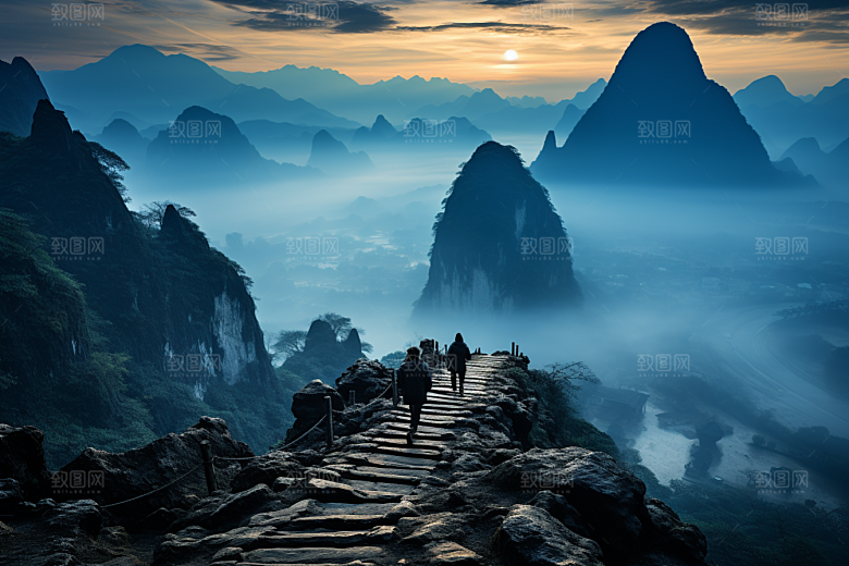 桂林山水喀斯特地貌旅游摄影图