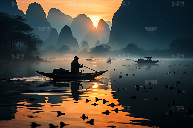 桂林山水旅游阳朔摄影图