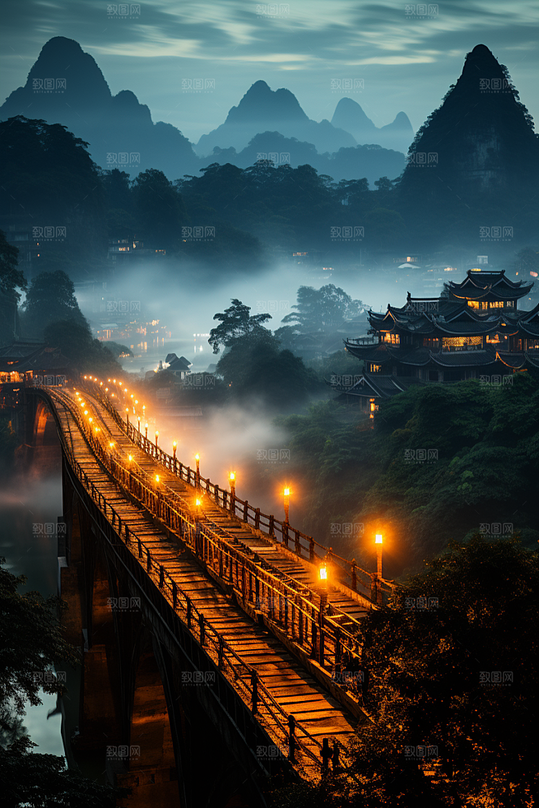 桂林山水唯美广西摄影图