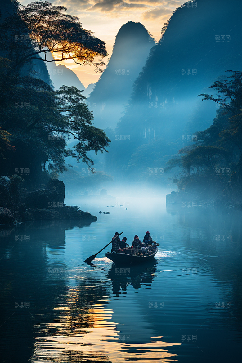 桂林山水旅游阳朔摄影图