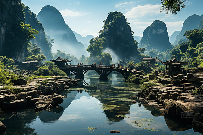 桂林山水旅行漓江摄影图