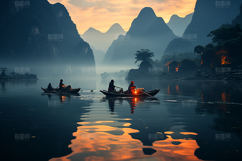 桂林山水喀斯特地貌高清摄影图