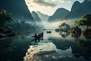 桂林山水唯美广西摄影图