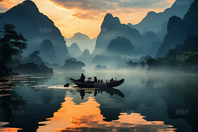 桂林山水河流高清摄影图