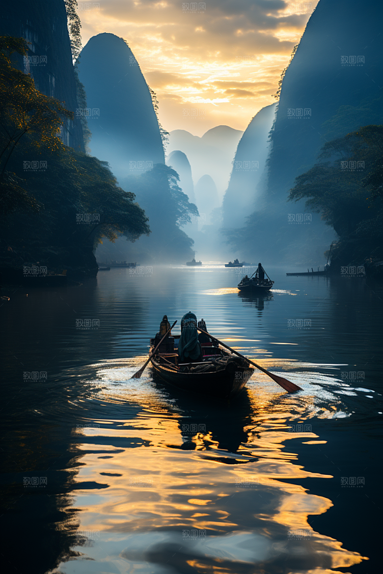 桂林山水高清河流摄影图