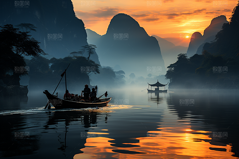 桂林山水漓江高清摄影图