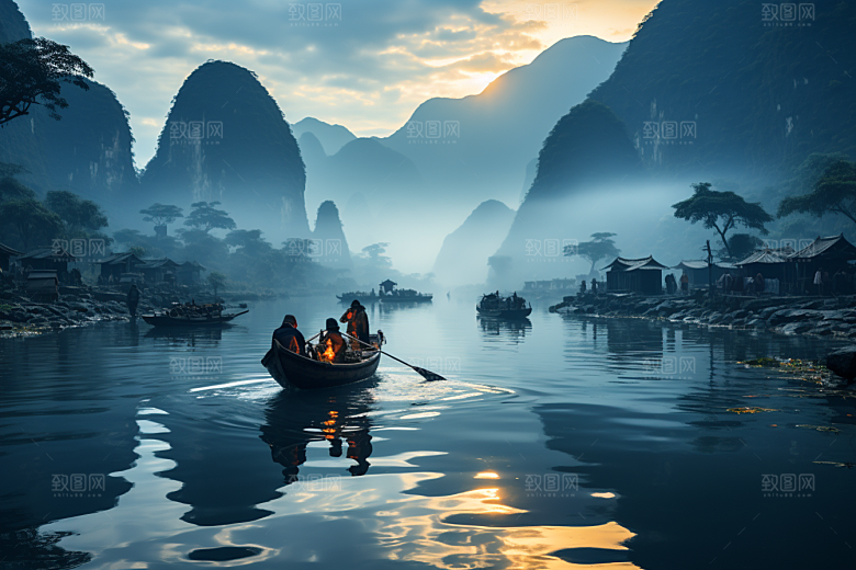 桂林山水精致河流摄影图
