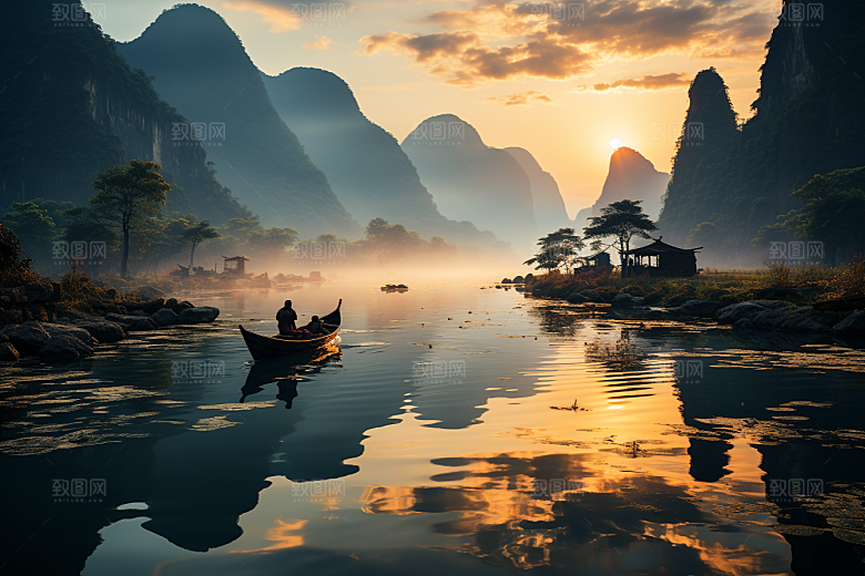 桂林山水漓江旅游摄影图