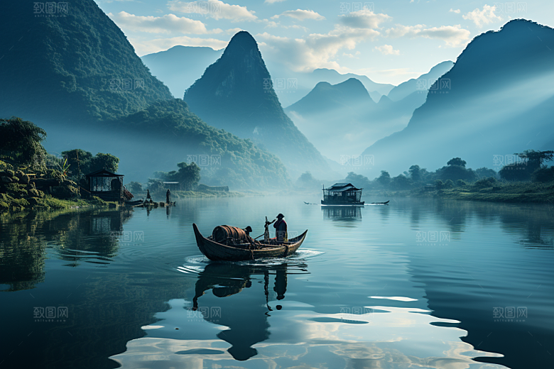 桂林山水高清阳朔摄影图