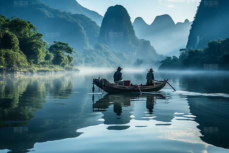 桂林山水广西河流摄影图