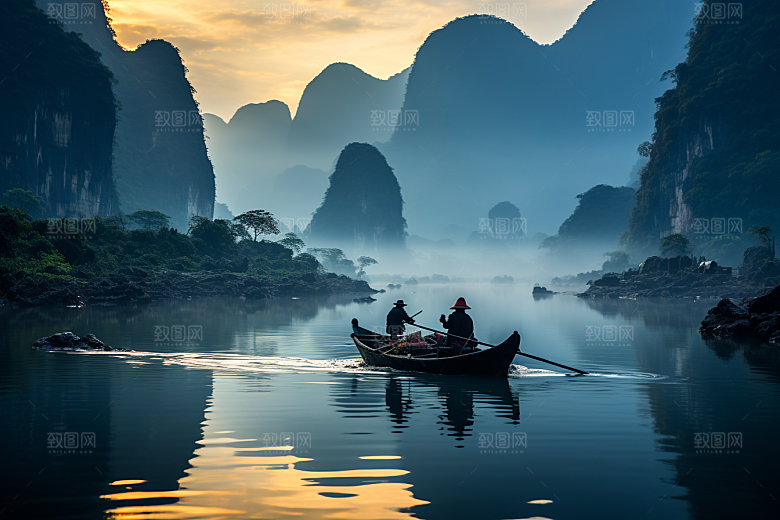 桂林山水旅游阳朔摄影图