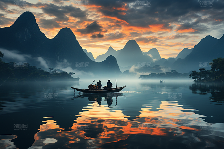 桂林山水漓江广西摄影图