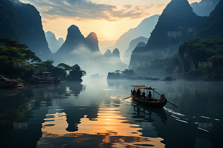 桂林山水自然漓江摄影图