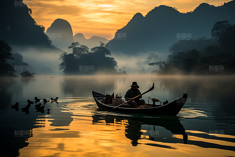 桂林山水风光河流摄影图