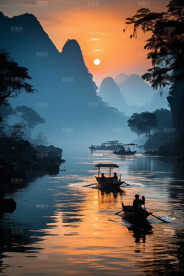 桂林山水大气喀斯特地貌摄影图