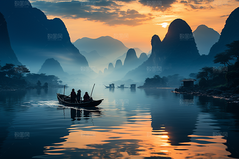 桂林山水阳朔风光摄影图