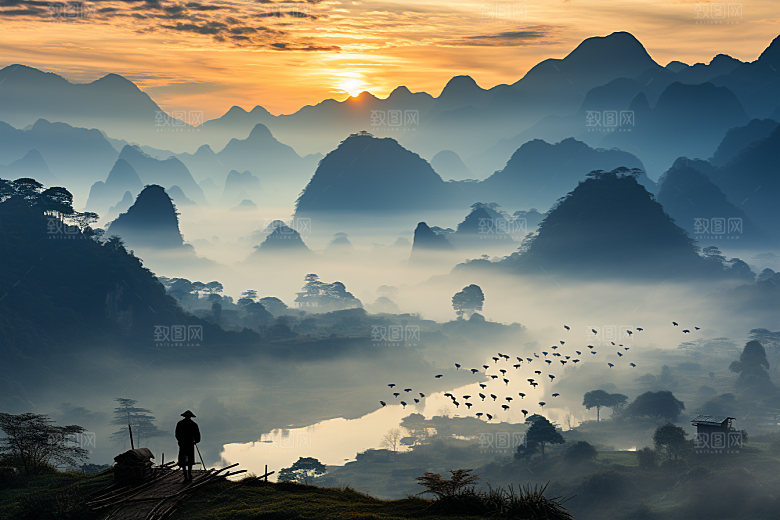 桂林山水广西阳朔摄影图