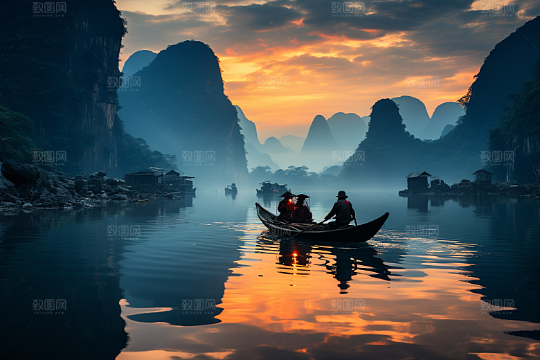 桂林山水旅游漓江摄影图