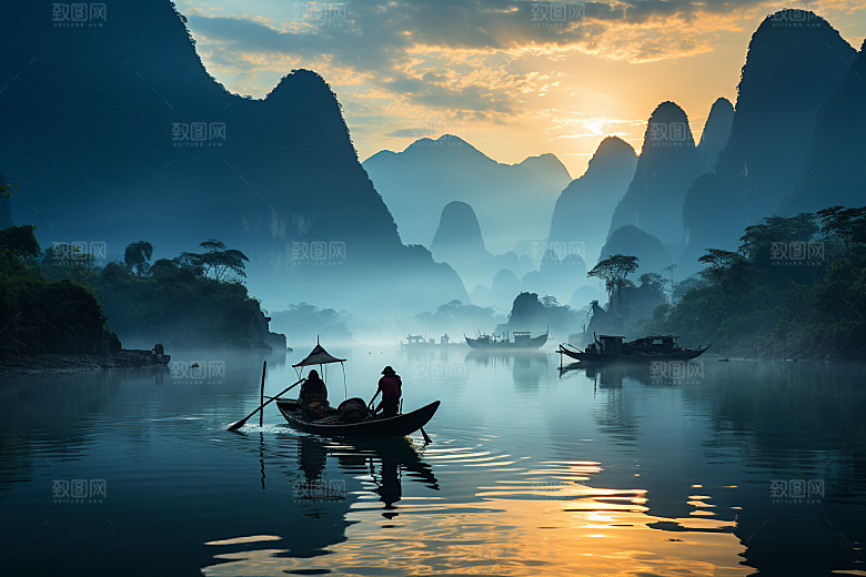 桂林山水阳朔大气摄影图