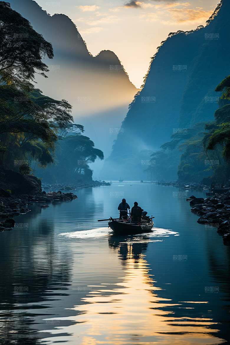 桂林山水自然喀斯特地貌摄影图