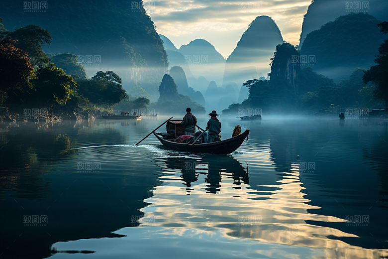 桂林山水旅游漓江摄影图