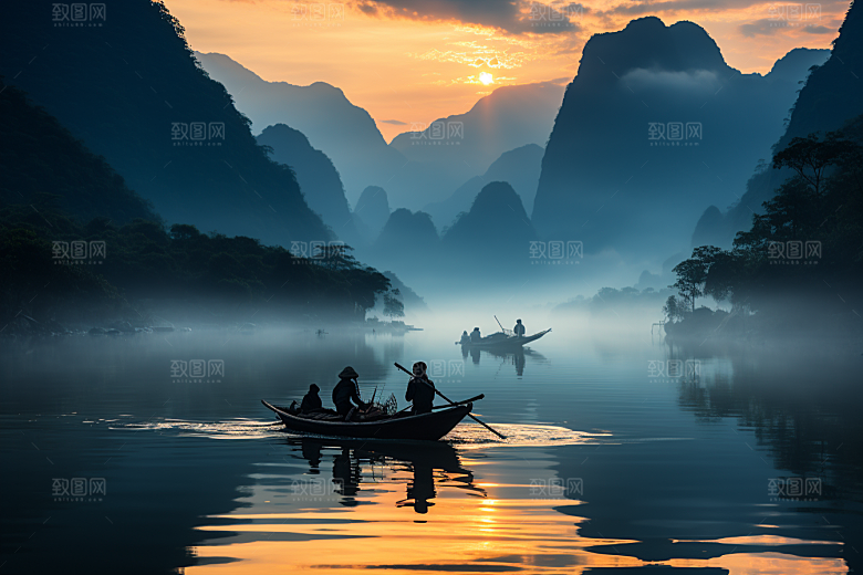 桂林山水河流旅行摄影图