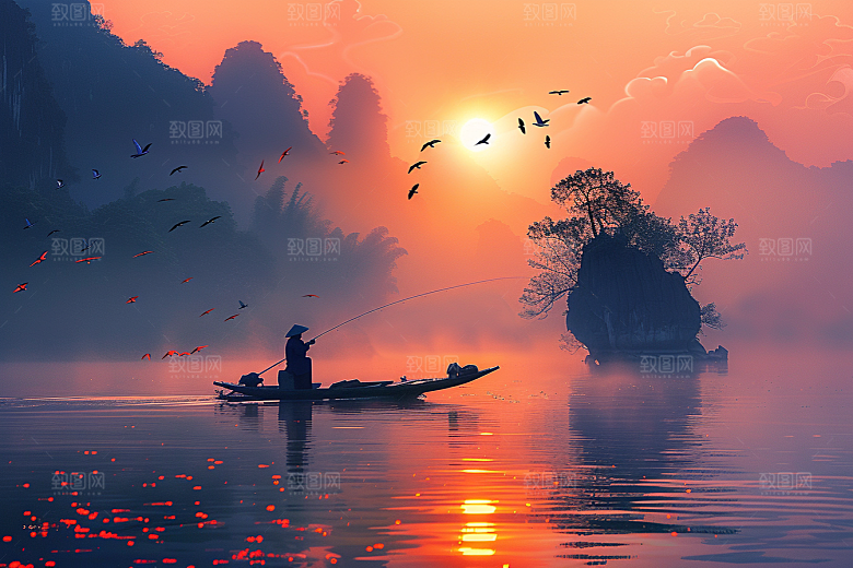 桂林山水河流唯美摄影图