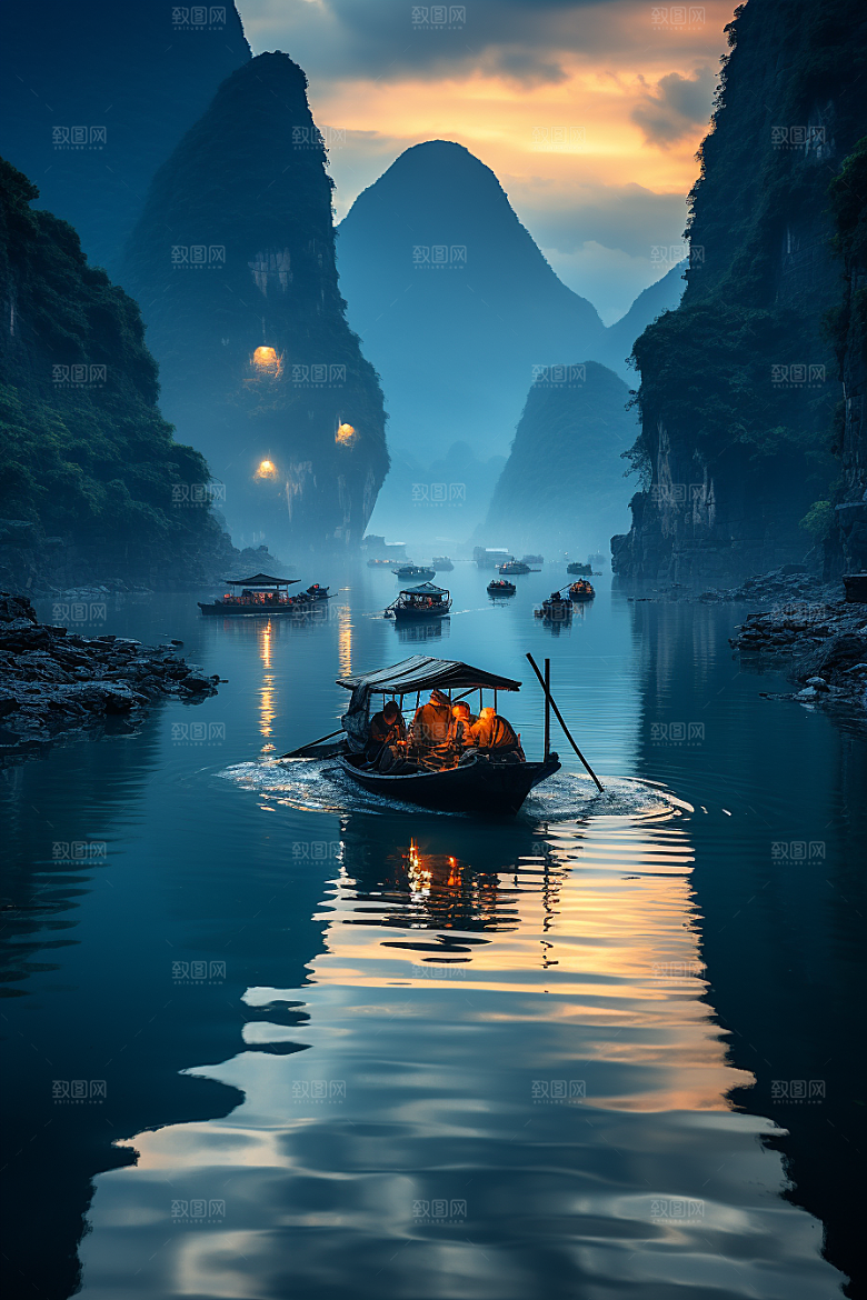 桂林山水风光喀斯特地貌摄影图